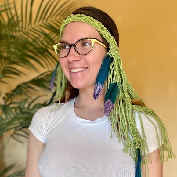 Handmade Macrame Crochet Tribal Headpiece - Picture 6 of 11